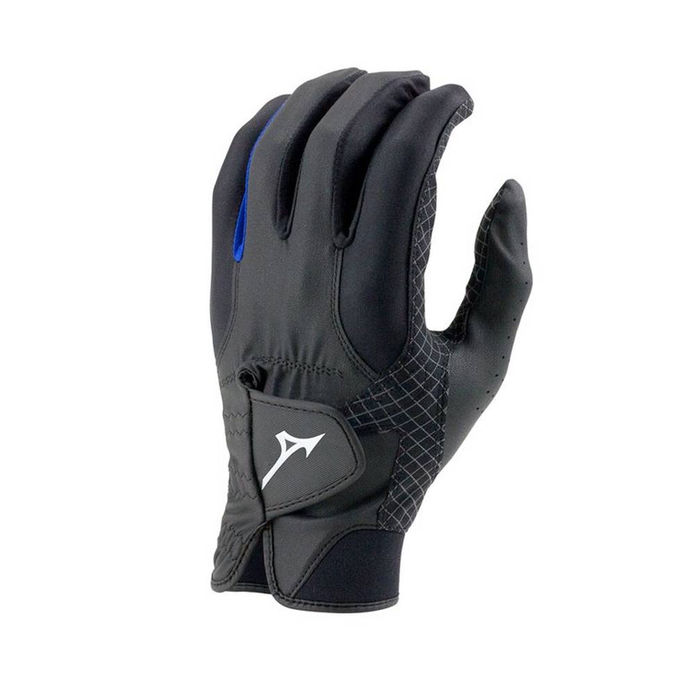 Mens Mizuno RainFit - Pair Golf Gloves Black/Royal Philippines (QZRDVJ683)